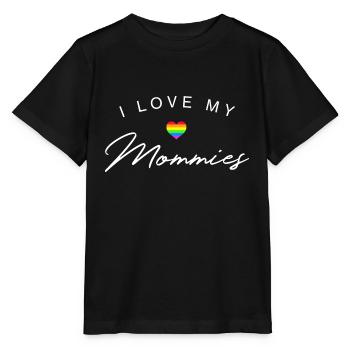 I love my mommies LGBT CSD Baby Birth Gift - Stanley/Stella MINI CREATOR Kids’ T-Shirt - black - Front - Mikhail (115cm)