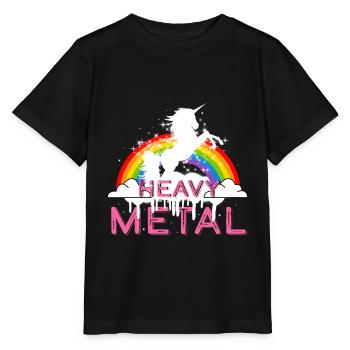 Heavy Metal Einhorn Musik - Stanley/Stella Kinder T-Shirt MINI CREATOR  - Schwarz - Vorne - Mikhail (115cm)
