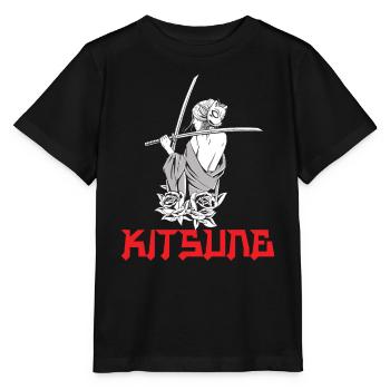 Kitsune Mask Japon Anime Kumiho Manga Fox Otaku - T-shirt bio MINI CREATOR Stanley/Stella Enfant - noir - Devant - Mikhail (115cm)
