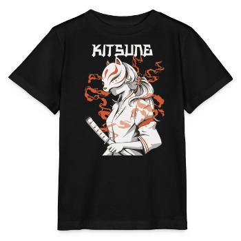 Masque Kitsune Japon Fox Anime Kumiho Manga Otaku - T-shirt bio MINI CREATOR Stanley/Stella Enfant - noir - Devant - Mikhail (115cm)