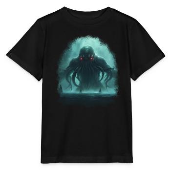 Cthulhu Lord & Savior Monster Horror T-Shirt - Stanley/Stella Kinder T-Shirt MINI CREATOR  - Schwarz - Vorne - Mikhail (115cm)
