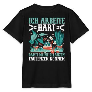 Gartenarbeit im Schrebergarten Blumen Gärtnerin - Stanley/Stella Kinder T-Shirt MINI CREATOR  - Schwarz - Vorne - Mikhail (115cm)