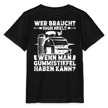 Landwirt Gummistiefel Bauer Traktor Hektar - Stanley/Stella Kinder T-Shirt MINI CREATOR  - Schwarz - Vorne - Mikhail (115cm)