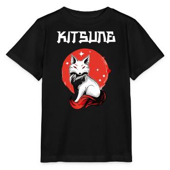 Manga Kitsune Renard Anime Kumiho Masque Manga Otaku - T-shirt bio MINI CREATOR Stanley/Stella Enfant - noir - Devant - Mikhail (115cm)