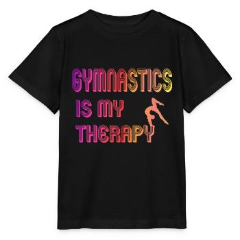 Gymnastics is my therapy - Stanley/Stella MINI CREATOR Kids’ T-Shirt - black - Front - Mikhail (115cm)