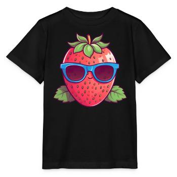 Cool kawaii strawberry: fruity trendsetter - Stanley/Stella MINI CREATOR Kids’ T-Shirt - black - Front - Mikhail (115cm)