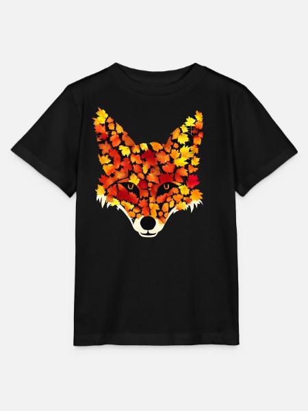 Fuchs aus Herbstblättern - Stanley/Stella Kinder T-Shirt MINI CREATOR - Schwarz