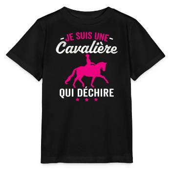 Je suis une cavalière qui déchire - T-shirt bio MINI CREATOR Stanley/Stella Enfant - noir - Devant - Mikhail (115cm)