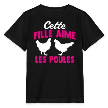 cette fille aime les poules - T-shirt bio MINI CREATOR Stanley/Stella Enfant - noir - Devant - Mikhail (115cm)
