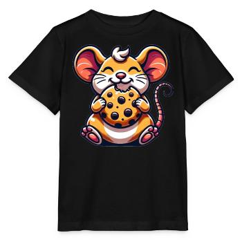 Süße Maus Keks Nachtisch Cartoon - Stanley/Stella Kinder T-Shirt MINI CREATOR  - Schwarz - Vorne - Mikhail (115cm)
