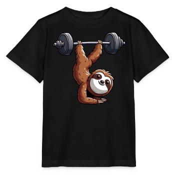paresseux entraînement barre haltère équilibre gymnase fitness - T-shirt bio MINI CREATOR Stanley/Stella Enfant - noir - Devant - Mikhail (115cm)