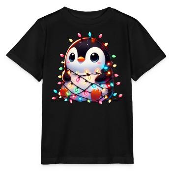 Clumsy Christmas penguin tangled in - Stanley/Stella MINI CREATOR Kids’ T-Shirt - black - Front - Mikhail (115cm)