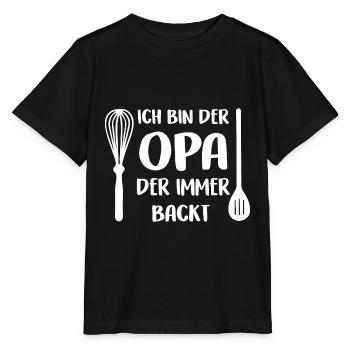 Der Opa der immer backt mit Schneebesen Kochlöffel - Stanley/Stella Kinder T-Shirt MINI CREATOR  - Schwarz - Vorne - Mikhail (115cm)