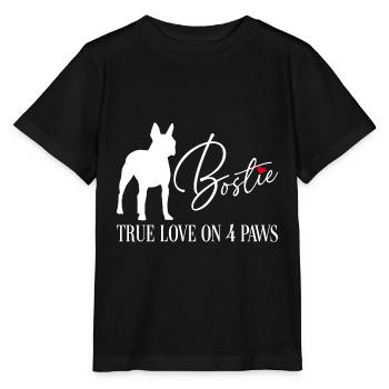 Bostie wahre Liebe auf vier Pfoten - Stanley/Stella Kinder T-Shirt MINI CREATOR  - Schwarz - Vorne - Mikhail (115cm)