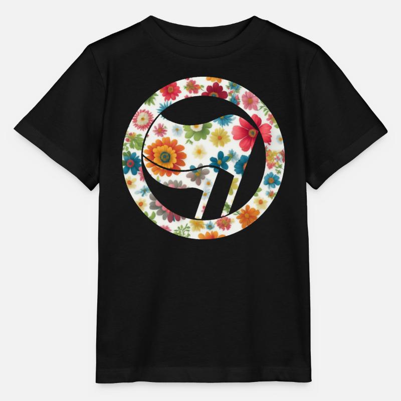 Drapeau floral Antifa rouge coloré - T-shirt bio MINI CREATOR Stanley/Stella Enfant - noir