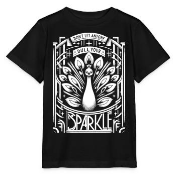 Art Deco Masterpiece: White Peacock - Stanley/Stella MINI CREATOR Kids’ T-Shirt - black - Front - Mikhail (115cm)