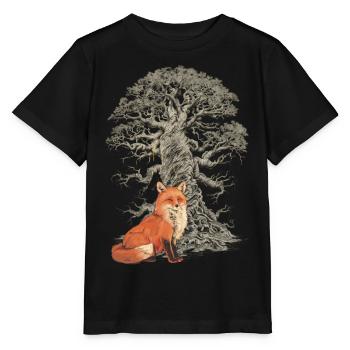 Forêt Arbre Renard Renards Conte de fées Conte de fées Personnage Enfant - T-shirt bio MINI CREATOR Stanley/Stella Enfant - noir - Devant - Mikhail (115cm)