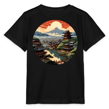 Japanese Medieval City - Stanley/Stella MINI CREATOR Kids’ T-Shirt - black - Front - Mikhail (115cm)
