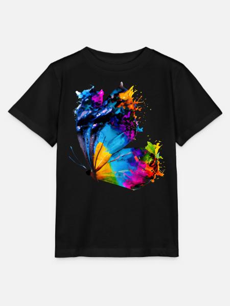 Schmetterling mit Farbklecksen - Stanley/Stella Kinder T-Shirt MINI CREATOR - Schwarz
