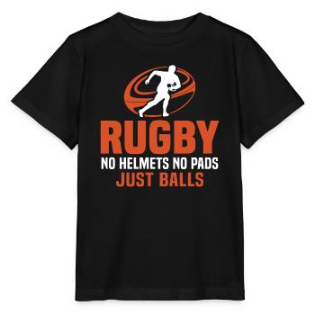 rugby no helmets no pads just balls - Stanley/Stella MINI CREATOR Kids’ T-Shirt - black - Front - Mikhail (115cm)