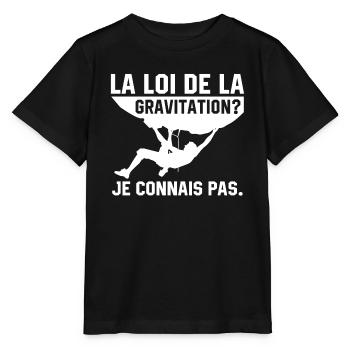 la loi de la gravitation je connais pas - T-shirt bio MINI CREATOR Stanley/Stella Enfant - noir - Devant - Mikhail (115cm)
