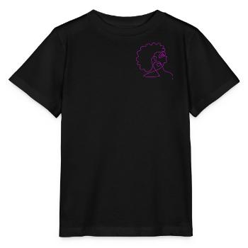 Linie Kunst Frau Afro Minimalistisch - Stanley/Stella Kinder T-Shirt MINI CREATOR  - Schwarz - Vorne - Mikhail (115cm)