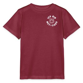 Mut-Tiger-Design mit Tiger und Spruch - Stanley/Stella Kinder T-Shirt MINI CREATOR  - Burgunderrot - Vorne - Kain (125cm)