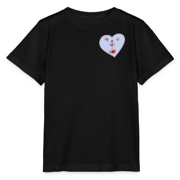 Steuerrad Anker Kompass Schifffahrt Herz - Stanley/Stella Kinder T-Shirt MINI CREATOR  - Schwarz - Vorne - Mikhail (115cm)