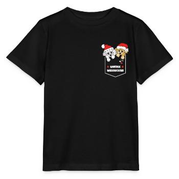 weihnachtliches Pudelmotiv - Taschenhocker Pudel - Stanley/Stella Kinder T-Shirt MINI CREATOR  - Schwarz - Vorne - Mikhail (115cm)