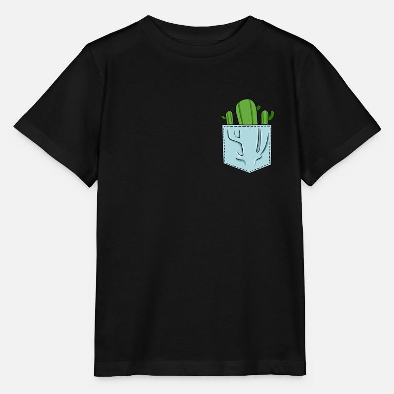 Pocket Kaktus Pflanze Brusttasche Style - Stanley/Stella Kinder T-Shirt MINI CREATOR  - Schwarz