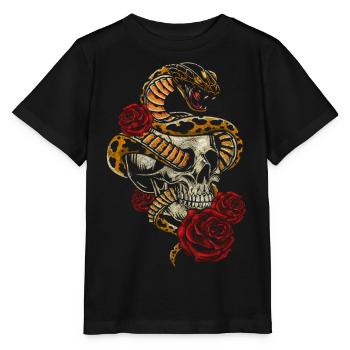Totenkopf Hardrock Biker - Stanley/Stella Kinder T-Shirt MINI CREATOR  - Schwarz - Vorne - Mikhail (115cm)