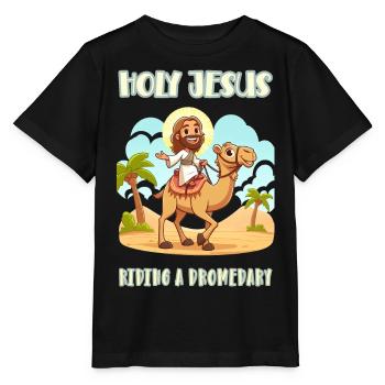Saint Jésus chevauchant un dromadaire - T-shirt bio MINI CREATOR Stanley/Stella Enfant - noir - Devant - Mikhail (115cm)