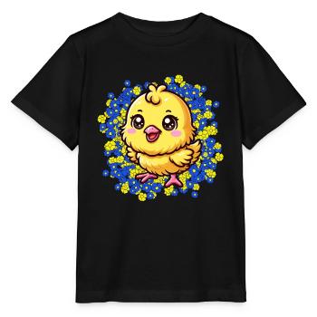 Fleurs de poussin de Pâques Fleurs de fleurs - T-shirt bio MINI CREATOR Stanley/Stella Enfant - noir - Devant - Mikhail (115cm)