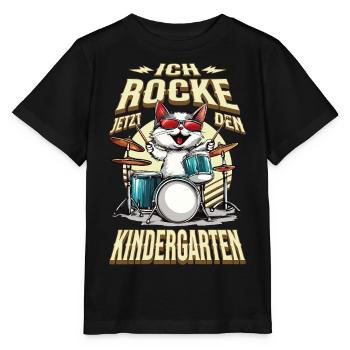 Kindergarten Kita Cat Drums Rock Music - Stanley/Stella MINI CREATOR Kids’ T-Shirt - black - Front - Mikhail (115cm)