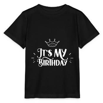 C’est mon anniversaire Fêter l’anniversaire de mon anniversaire - T-shirt bio MINI CREATOR Stanley/Stella Enfant - noir - Devant - Mikhail (115cm)