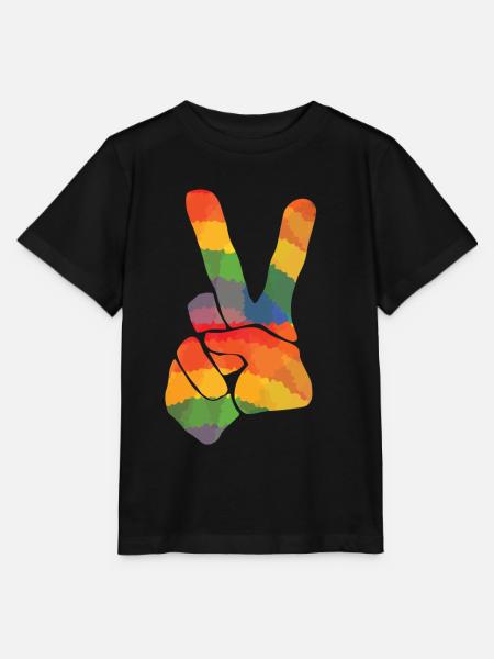 Farbiges Peace Zeichen - Stanley/Stella T-shirt MINI CREATOR til børn - sort