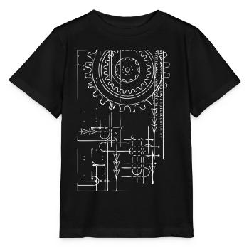 Roue engrenage (blanc) - T-shirt bio MINI CREATOR Stanley/Stella Enfant - noir - Devant - Mikhail (115cm)