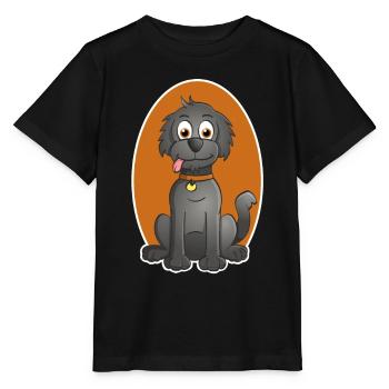 Cheerful Illustration of a dog in cartoon style - Stanley/Stella MINI CREATOR Kids’ T-Shirt - black - Front - Mikhail (115cm)