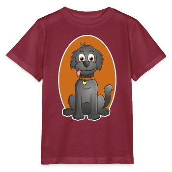 Cheerful Illustration of a dog in cartoon style - Stanley/Stella MINI CREATOR Kids’ T-Shirt - burgundy - Front - Kain (125cm)