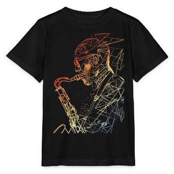 Saxophoniste Rétro - T-shirt bio MINI CREATOR Stanley/Stella Enfant - noir - Devant - Mikhail (115cm)