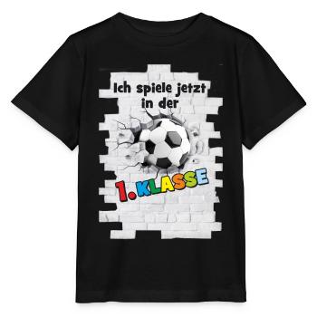 School Enrollment - 1st Grade - Football Wall Breakthrough - Stanley/Stella MINI CREATOR Kids’ T-Shirt - black - Front - Mikhail (115cm)