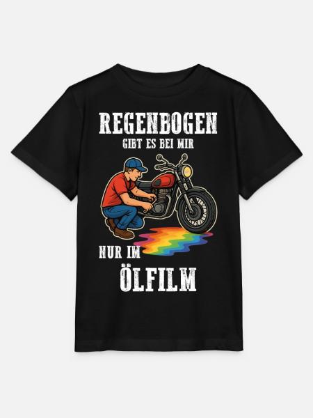 Regenbogen gibt es bei mir nur im Ölfilm Motorrad - Stanley/Stella Kinder T-Shirt MINI CREATOR  - Schwarz