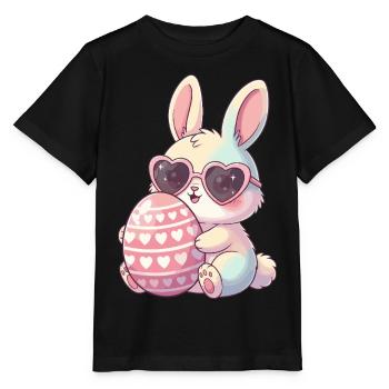 Herzblick Bunny Easter Egg - Stanley/Stella MINI CREATOR Kids’ T-Shirt - black - Front - Mikhail (115cm)