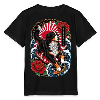 Berner Sennenhund im japanischen Tattoo Stil - Stanley/Stella Kinder T-Shirt MINI CREATOR  - Schwarz - Vorne - Mikhail (115cm)