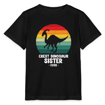 Crest Dinosaurier Schwester für Parasaurolophus - Stanley/Stella Kinder T-Shirt MINI CREATOR  - Schwarz - Vorne - Mikhail (115cm)