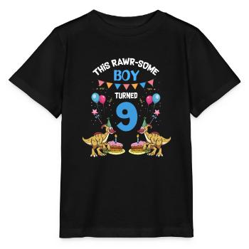Parasaurolophus Buben Design Geburtstagsparty - Stanley/Stella Kinder T-Shirt MINI CREATOR  - Schwarz - Vorne - Mikhail (115cm)