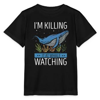 Orca Beobachtung für Buckelwale und Meerwale - Stanley/Stella Kinder T-Shirt MINI CREATOR  - Schwarz - Vorne - Mikhail (115cm)