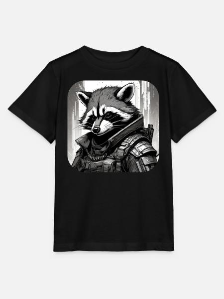 Lässiger Cyberspace Waschbär - Stanley/Stella Kinder T-Shirt MINI CREATOR - Schwarz