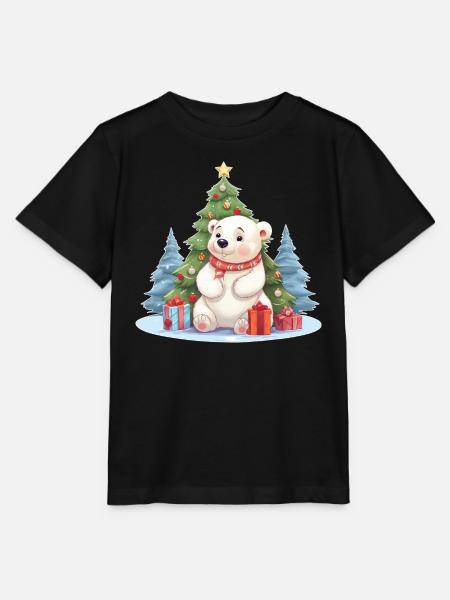 Weihnachten Eisbär mit Weihnachtsbaum - Stanley/Stella Kinder T-Shirt MINI CREATOR - Schwarz