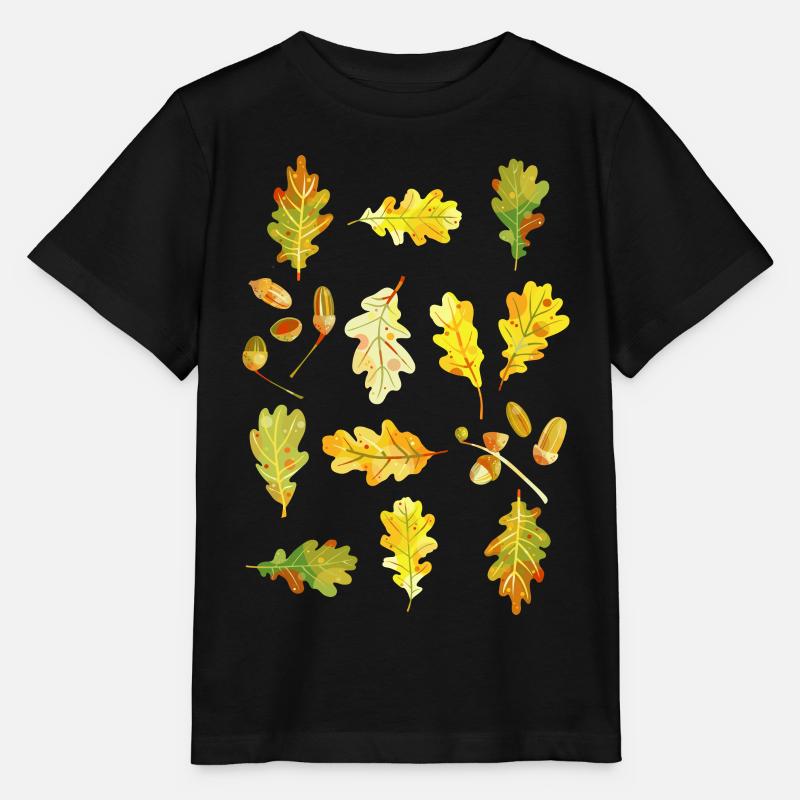 Feuilles de chêne et glands - T-shirt bio MINI CREATOR Stanley/Stella Enfant - noir